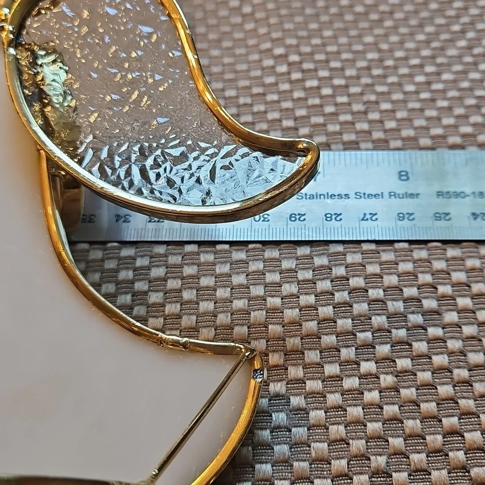 Stained Glass Angle Tealight Holder Large Irrodecent Gold Frame Crystal - Flawed